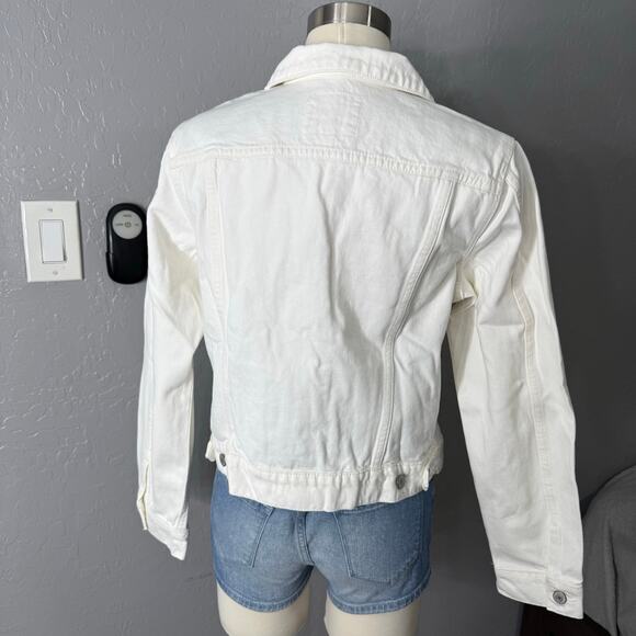 NWT Lucky Brand Front Button Tomboy Denim Jacket, White, M - Picture 2 of 5